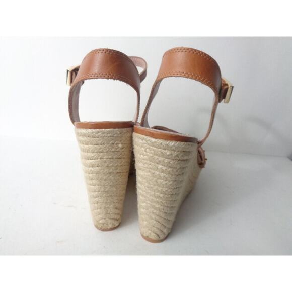 VINCE CAMUTO EUR US 10M Halen Cloud Brown Leather Espadrille Wedge Sandals Shoes - Picture 3 of 7